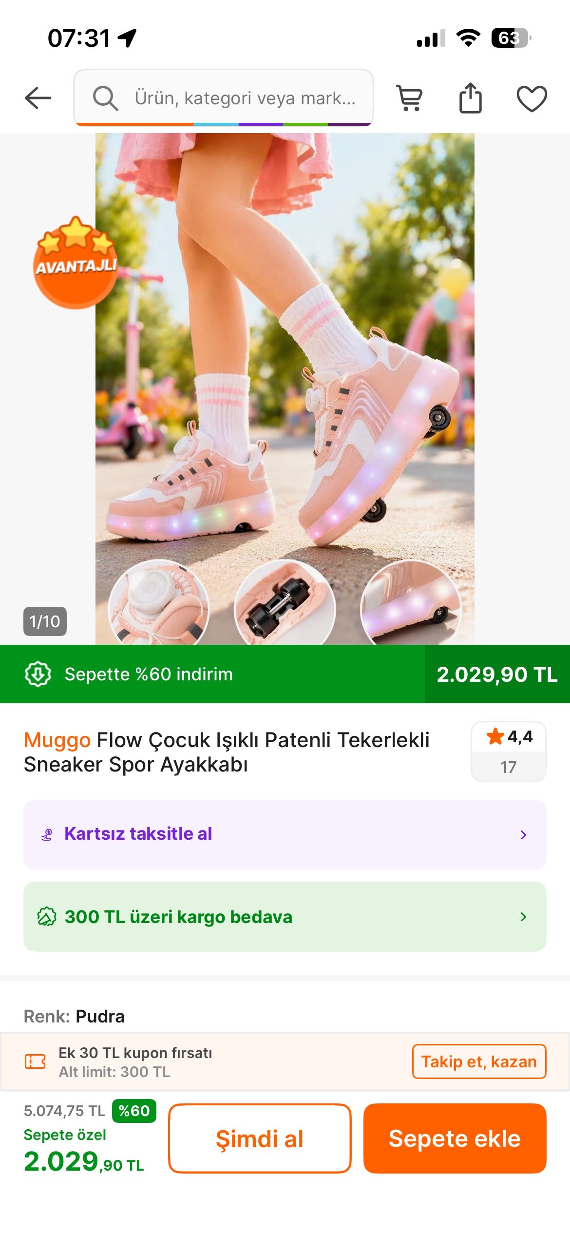 Muggo SKATE Çocuk Işıklı Patenli Tekerlekli Sneaker Spor Ayakkabı
1949 tl ye düştü