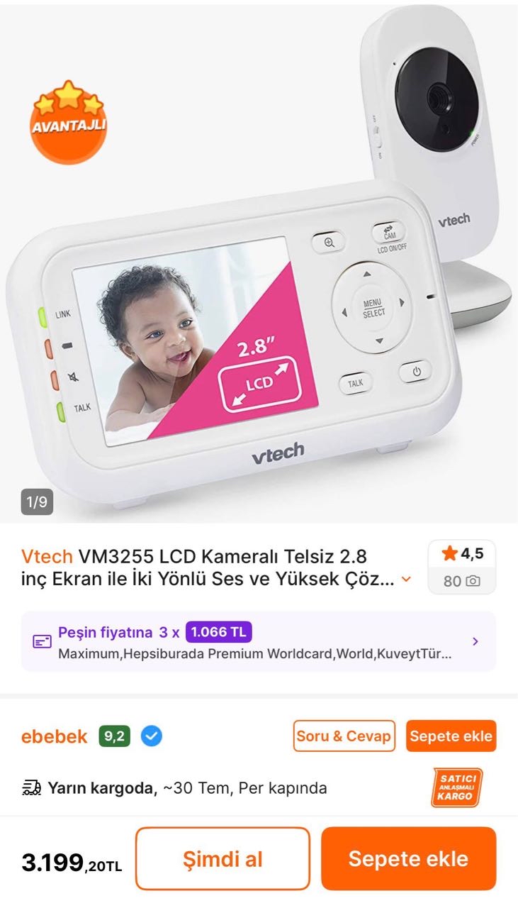 V-Tech LCD Kameralı Telsiz VM3255 🔻3.199TL - Piyasası 3.999TL+