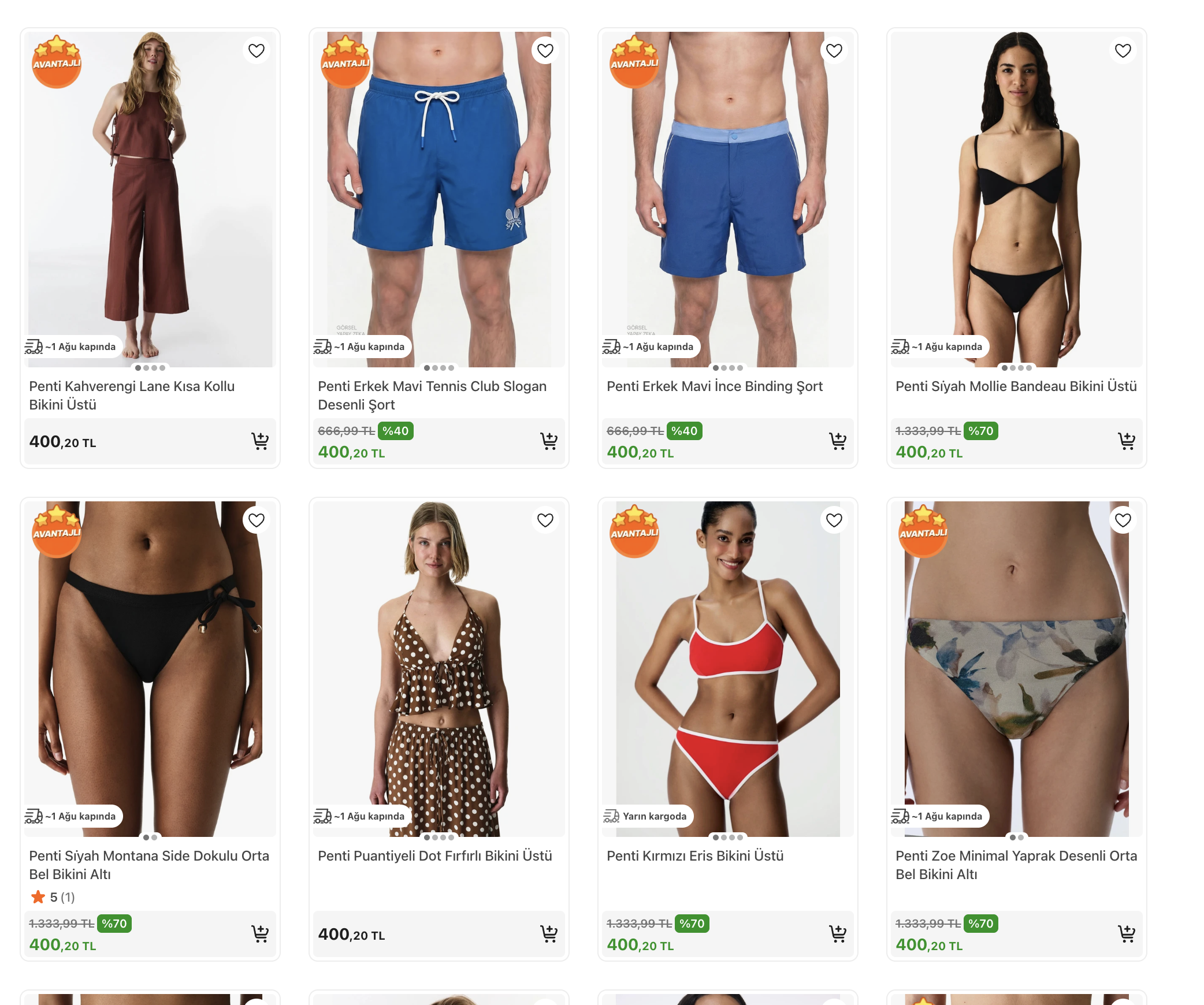 Penti Plaj ürünleri %50 indirim. erkek şort 400TL bikini altı 200TL - Görsel 2