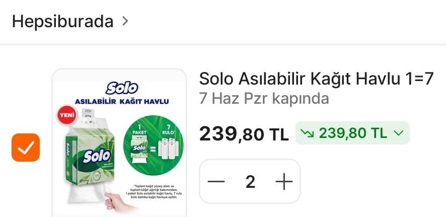 Solo Asılabilir Kağıt Havlu 120 TL - Görsel 1