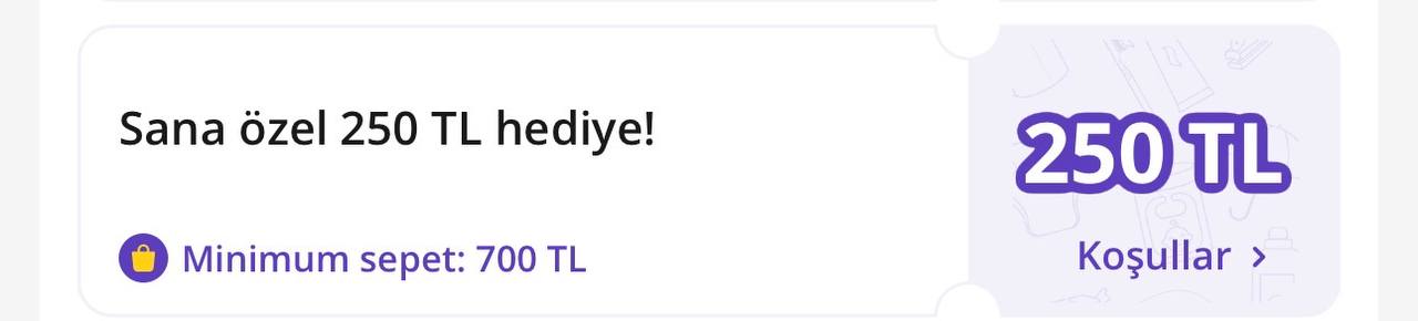 GetirBüyük 700/250 TL kupon tanımlamış (Hesap kontrol)