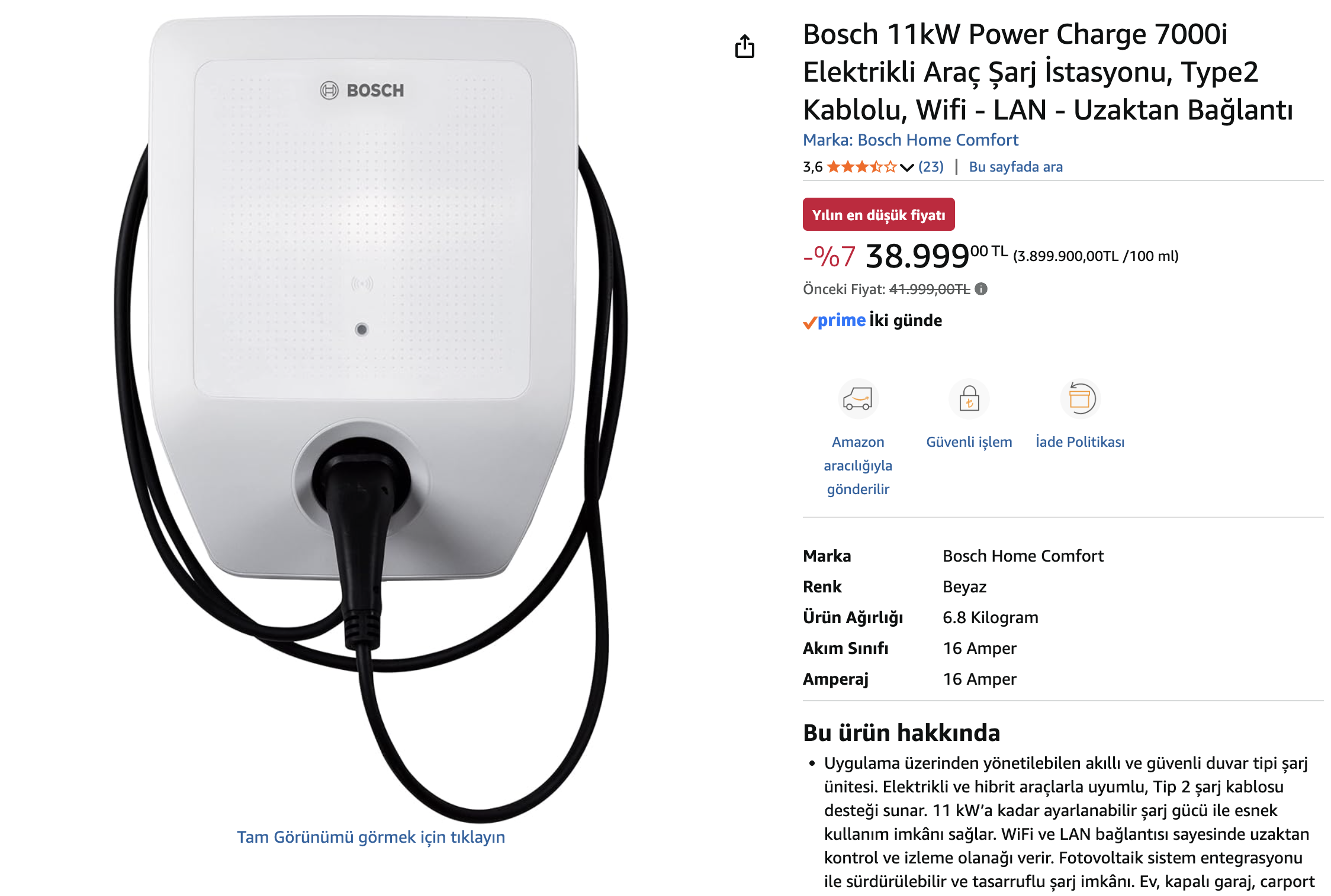 Bosch 11kW  Elektrikli Araç Şarj İstasyonu 38999 TL - Görsel 2