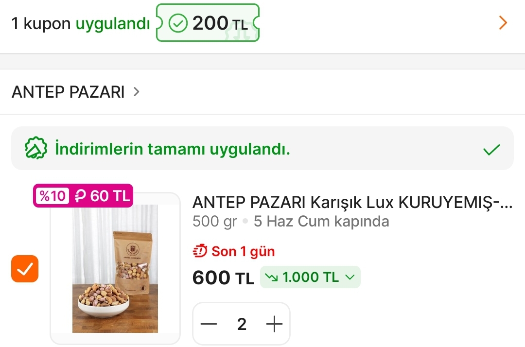 🔥 Antep pazarı lüx karışık 1 kg kuruyemiş 540 TL - Görsel 1