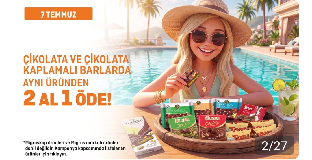 🍫 Migros'ta çikolatalarda 2 al 1 öde fırsatı başladı - Görsel 1