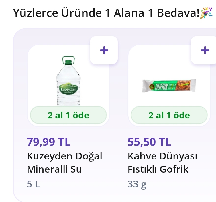 Getir'de 5 Litre su 40 TL, Gofrik 28 TL - Görsel 1