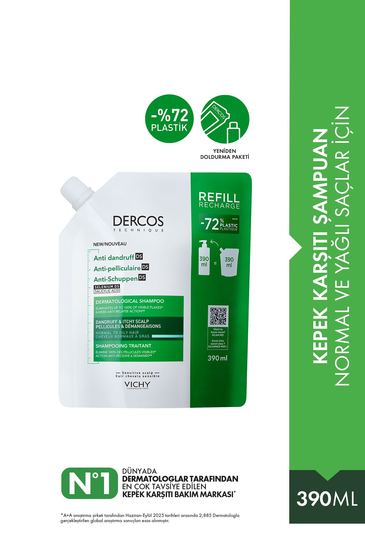 Trendyol: Vichy Dercos Kepek Karşıtı Normal/Yağlı Saçlar İçin Şampuan 390 ml 722TL - Görsel 1